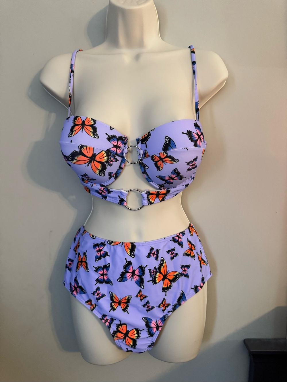 NWOT Lavender Butterfly Ring-Accent Bikini Set